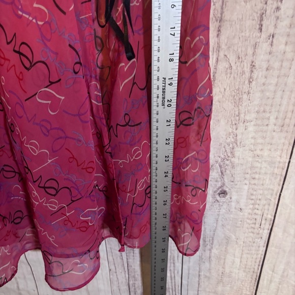 Vintage 90s V-Neck Sheer Pink Babydoll Lace Nightgown Slip Dress Small - Picture 4 of 6